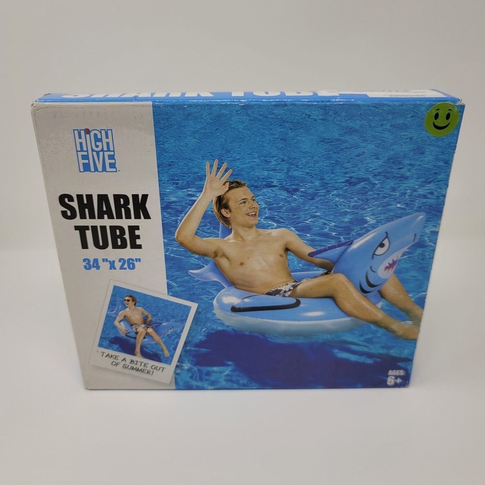 High Five Shark Tube Pool Float 34x26 Inches Kids Inflatable Pool Lake Beach
